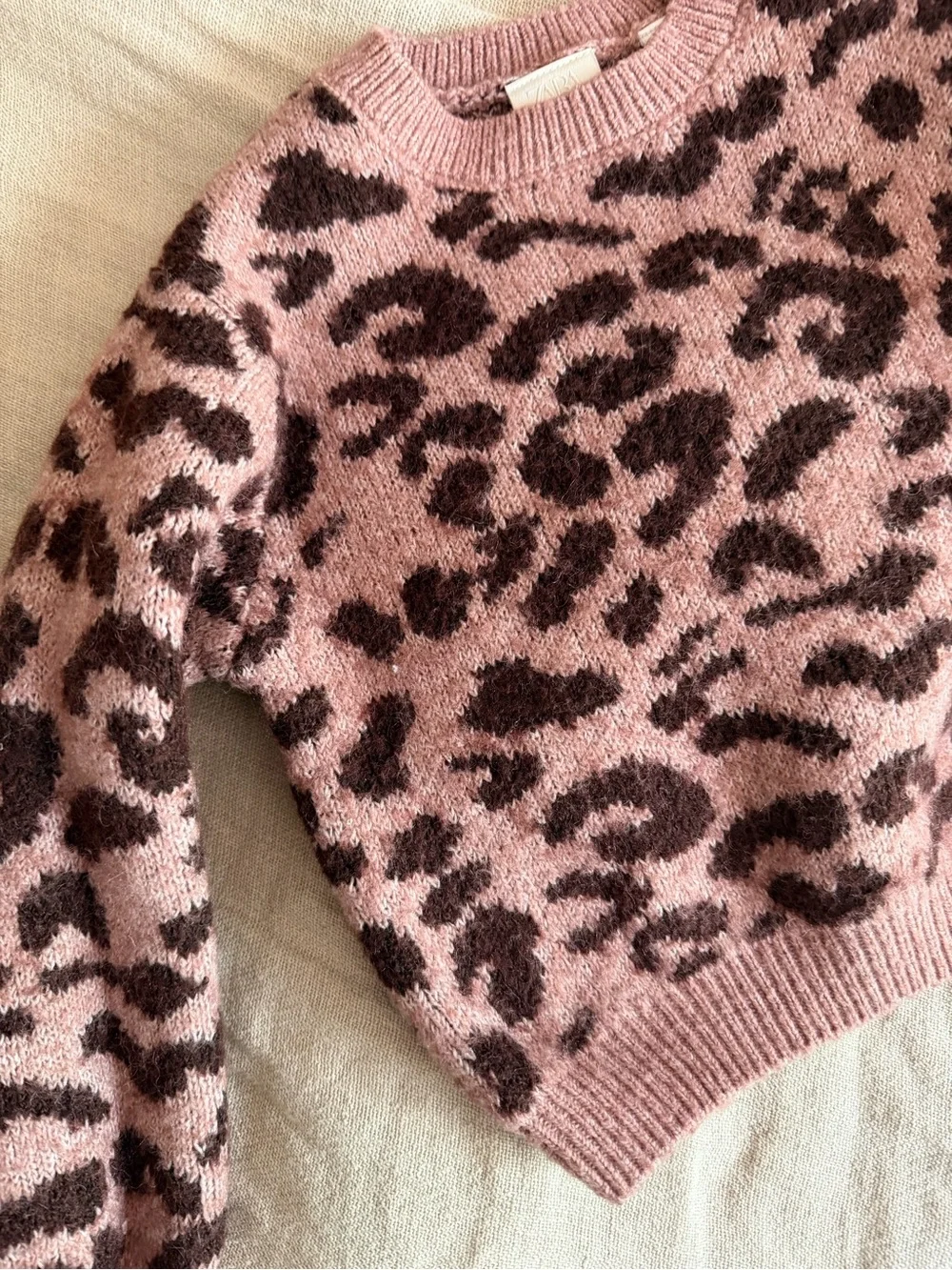 Kids Zara Pink Leopard Crewneck Sweater